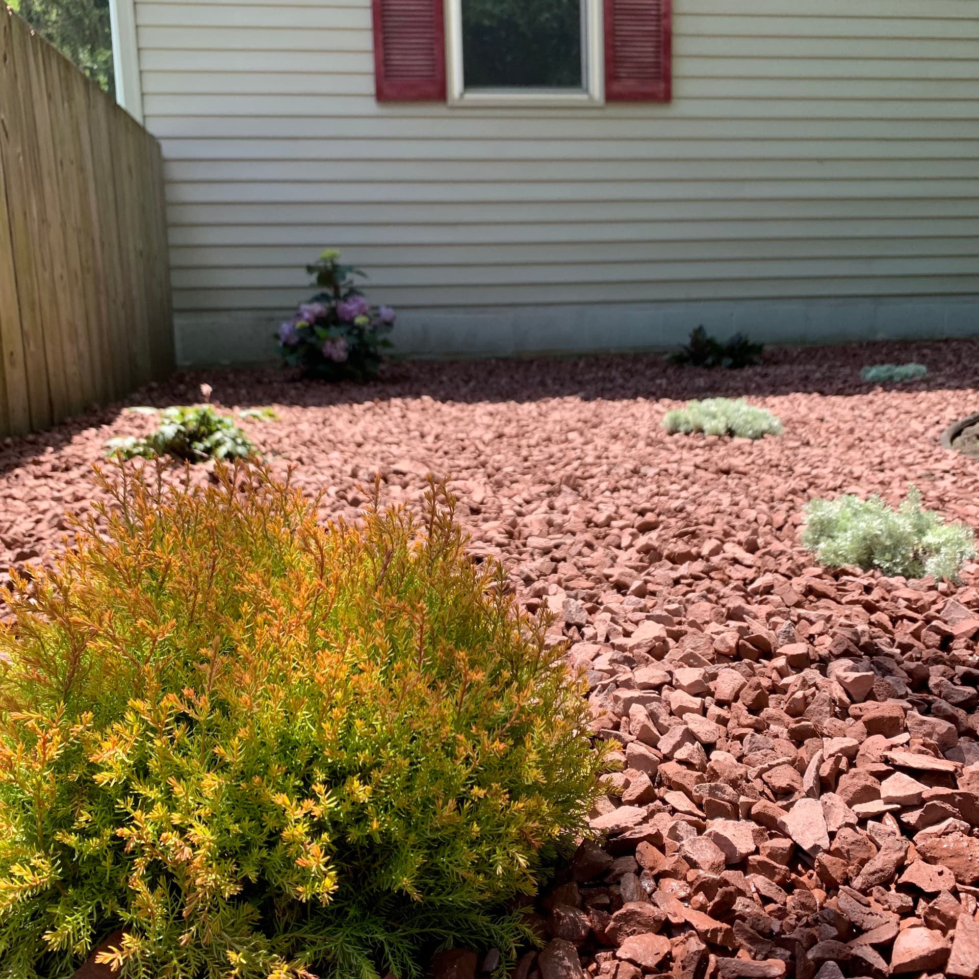 Garden Overhaul with Vibrant Planting and Red Stone image